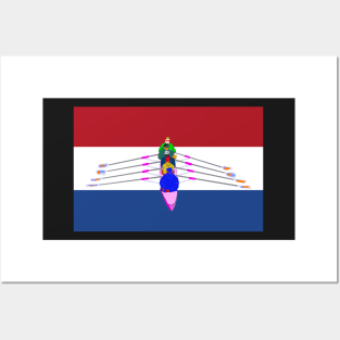 Rowers Rowing on Dutch Flag Posters and Art